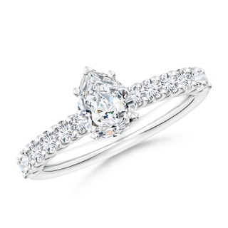 7.7x5.7mm FGVS Lab-Grown Pear Diamond Solitaire Engagement Ring with Diamond Accents in P950 Platinum