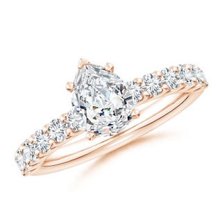 8.5x6.5mm FGVS Lab-Grown Pear Diamond Solitaire Engagement Ring with Diamond Accents in Rose Gold