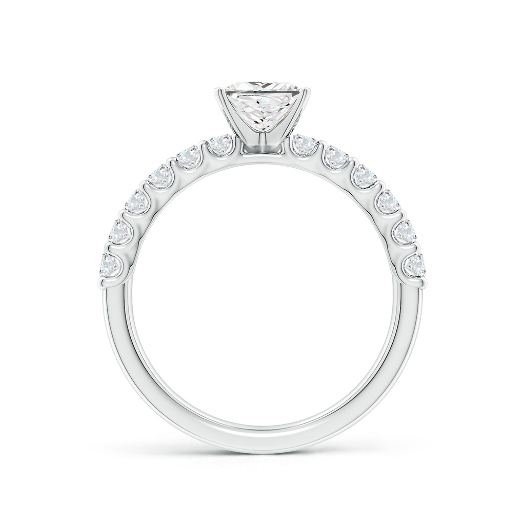 5.5mm FGVS Lab-Grown Princess-Cut Diamond Solitaire Engagement Ring with Diamond Accents in 18K White Gold - side 199