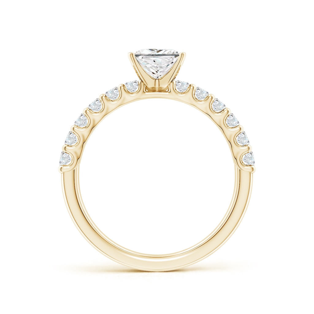 5.5mm FGVS Lab-Grown Princess-Cut Diamond Solitaire Engagement Ring with Diamond Accents in Yellow Gold - side 199
