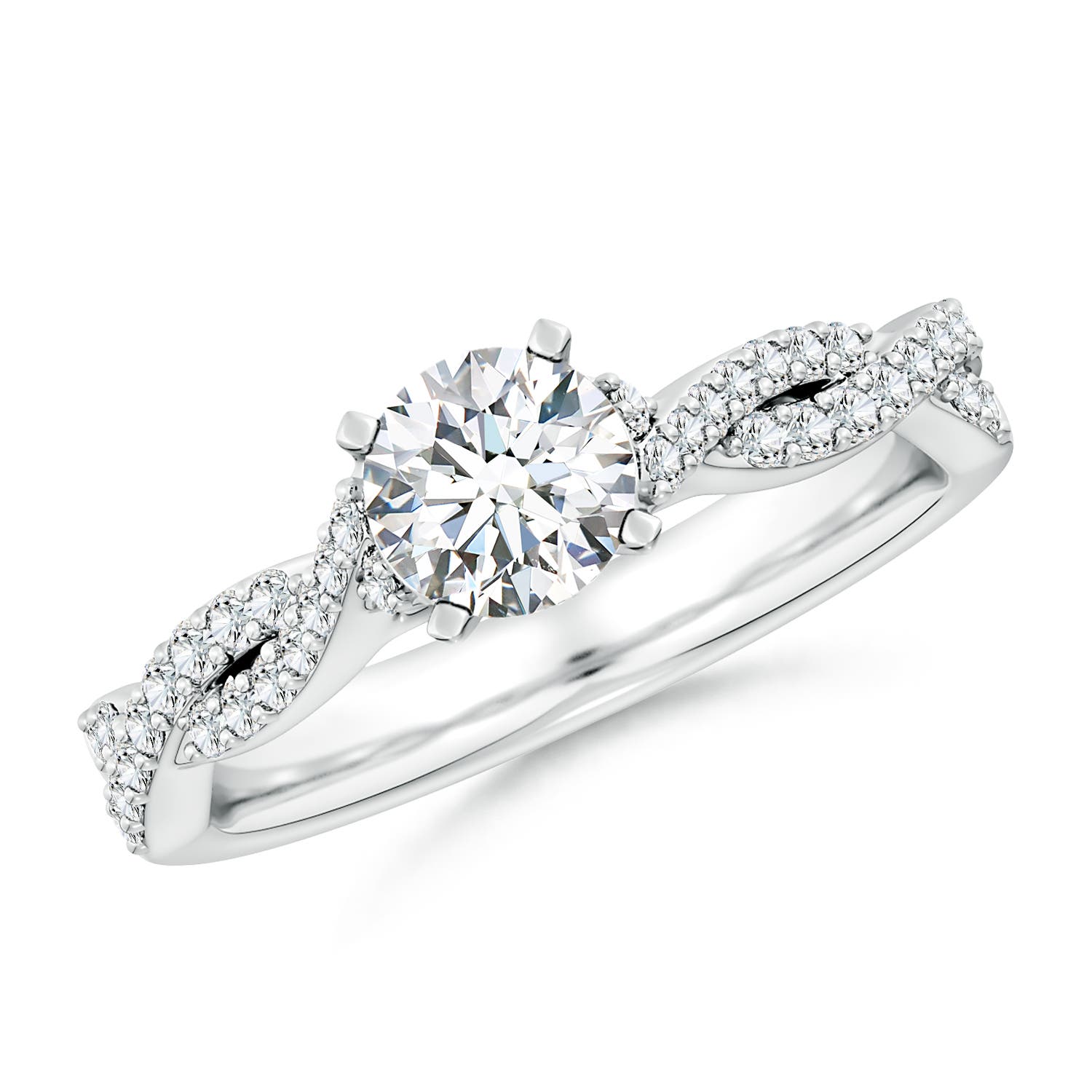 5.9mm FGVS Lab-Grown Peg Head Round Diamond Twist Shank Engagement Ring in 18K White Gold