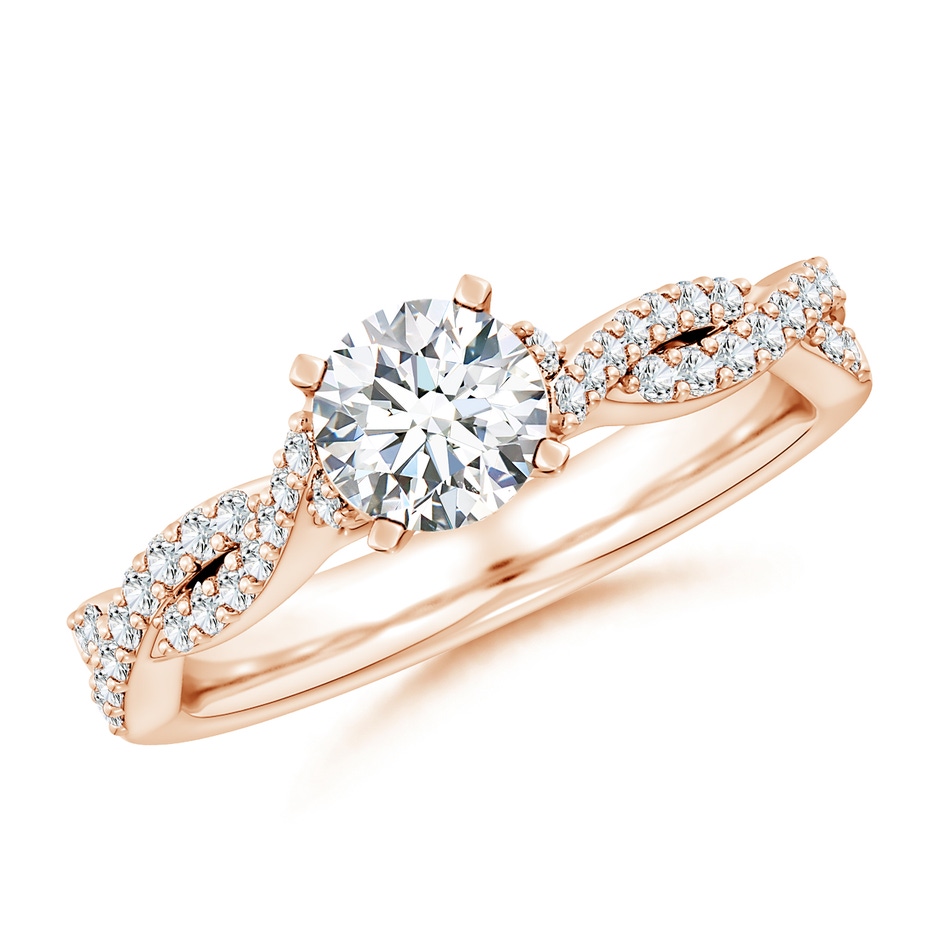 5.9mm FGVS Lab-Grown Peg Head Round Diamond Twist Shank Engagement Ring in Rose Gold 