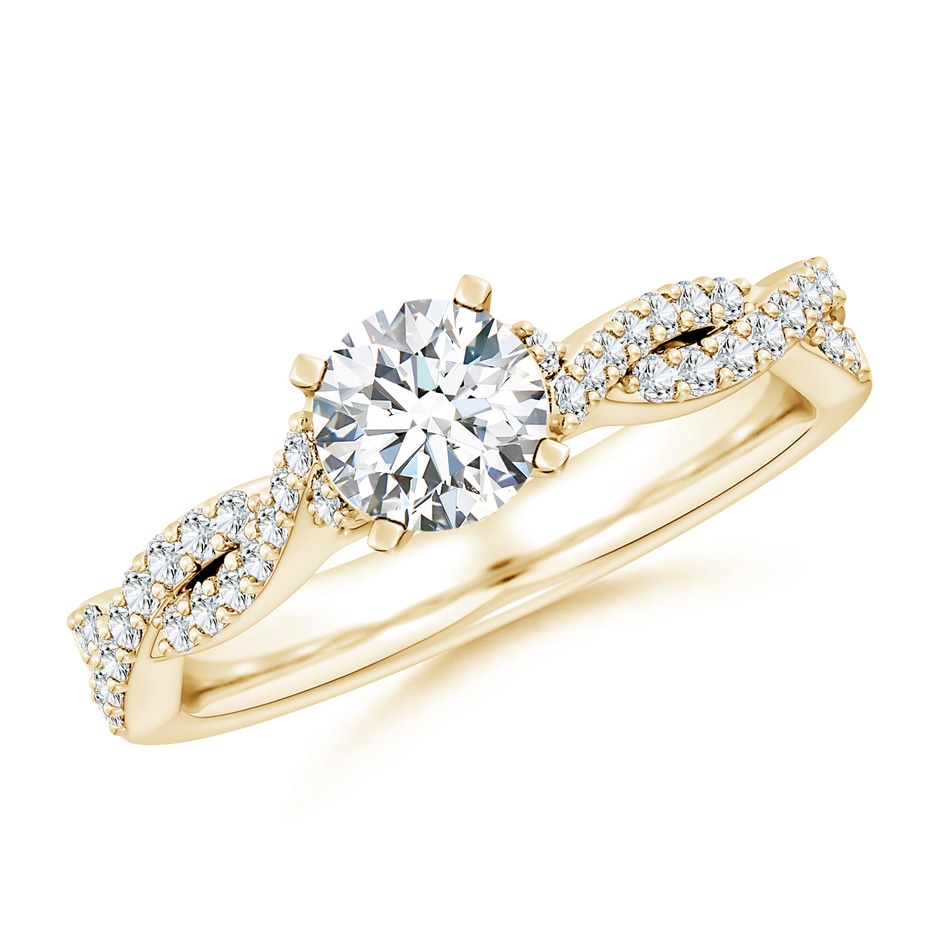 5.9mm FGVS Lab-Grown Peg Head Round Diamond Twist Shank Engagement Ring in Yellow Gold 