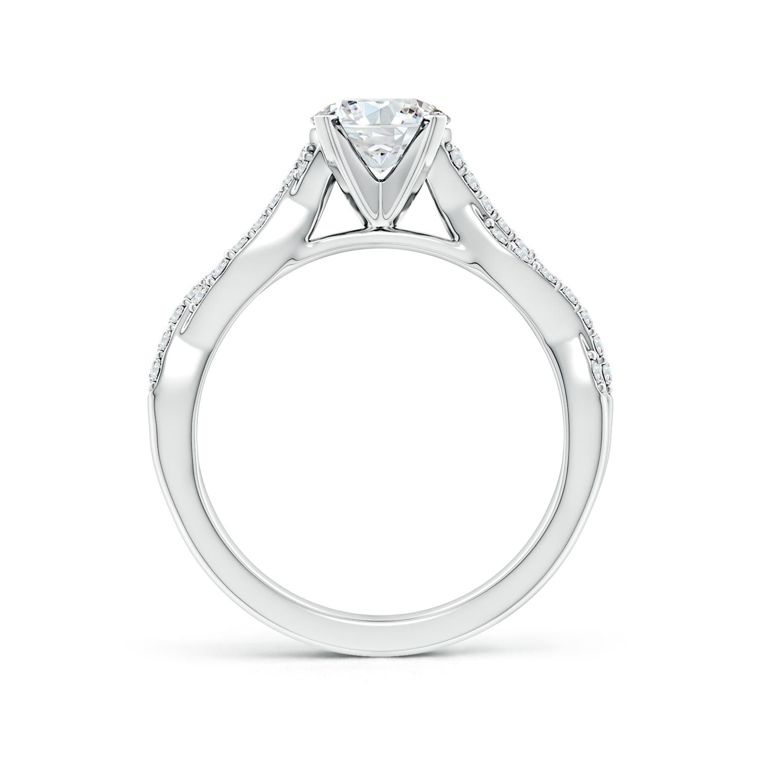 6.5mm FGVS Lab-Grown Peg Head Round Diamond Twist Shank Engagement Ring in 18K White Gold