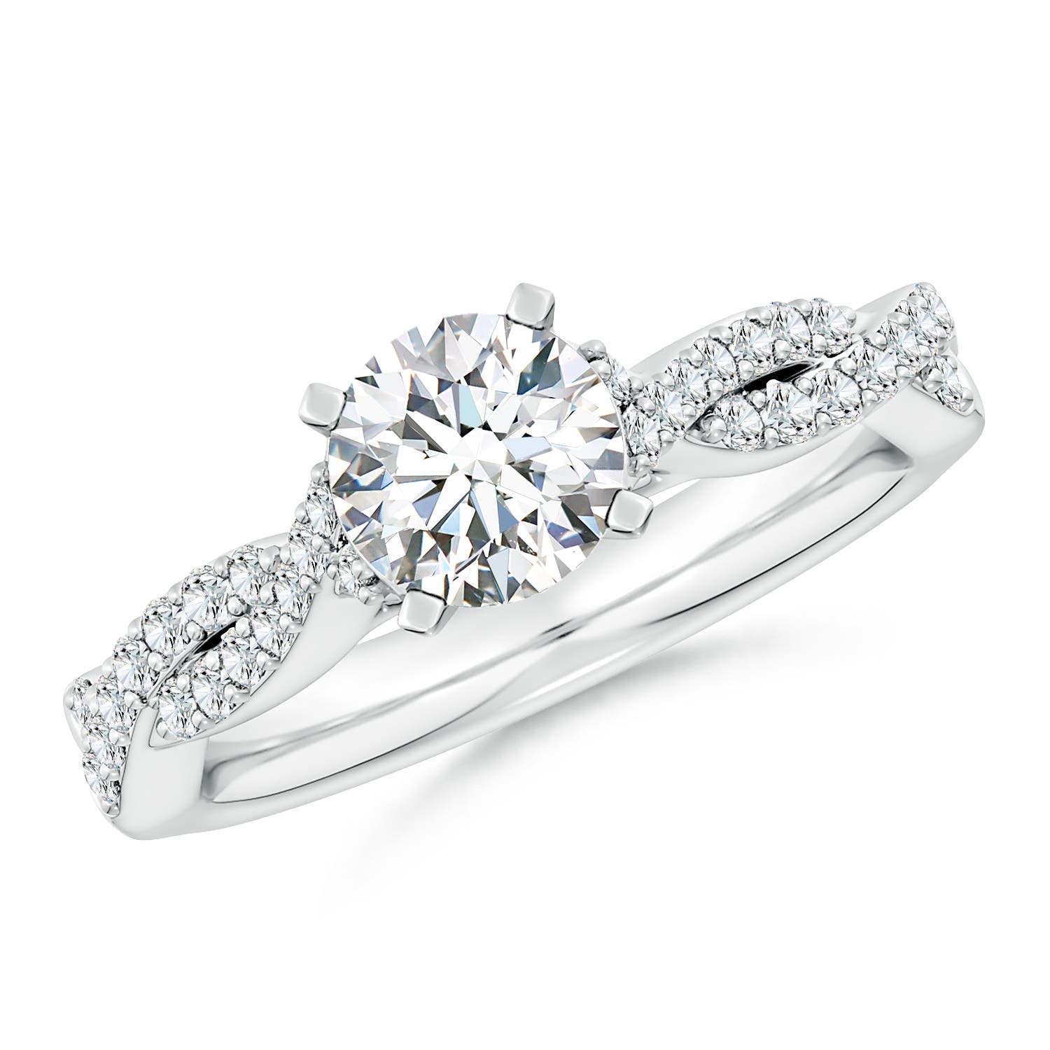 6.5mm FGVS Lab-Grown Peg Head Round Diamond Twist Shank Engagement Ring in P950 Platinum
