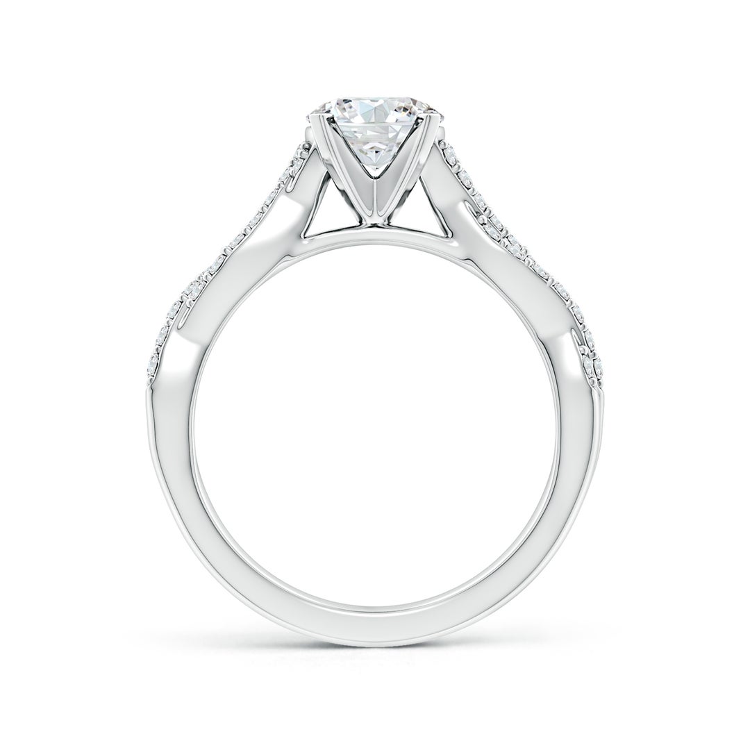 6.5mm FGVS Lab-Grown Peg Head Round Diamond Twist Shank Engagement Ring in White Gold - side 3
