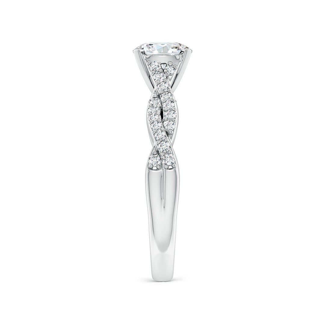 6.5mm FGVS Lab-Grown Peg Head Round Diamond Twist Shank Engagement Ring in White Gold - side 4