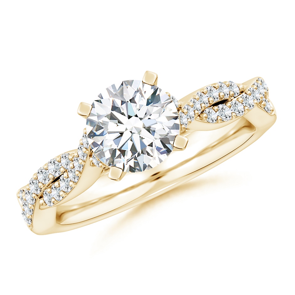 7.4mm FGVS Lab-Grown Peg Head Round Diamond Twist Shank Engagement Ring in 18K Yellow Gold 