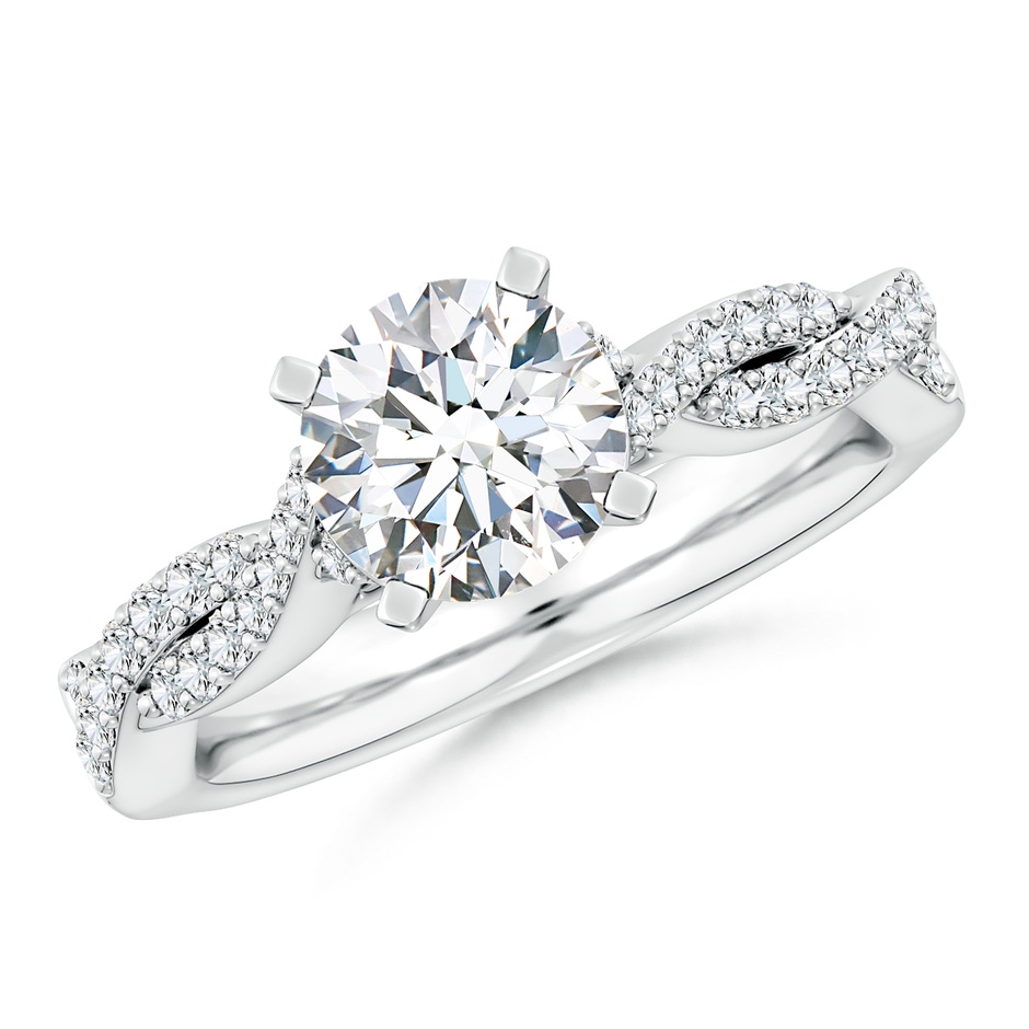 7.4mm FGVS Lab-Grown Peg Head Round Diamond Twist Shank Engagement Ring in White Gold 