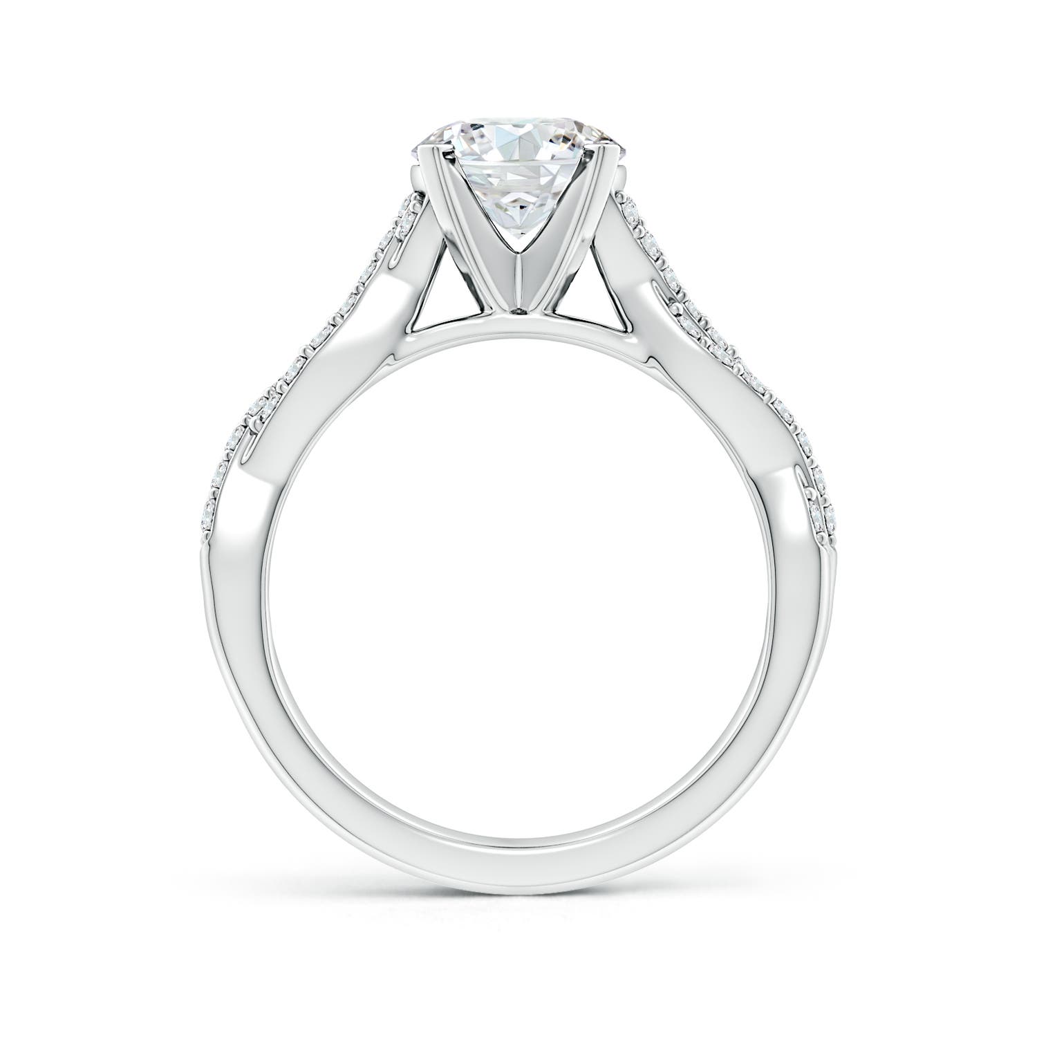 7.4mm FGVS Lab-Grown Peg Head Round Diamond Twist Shank Engagement Ring in White Gold