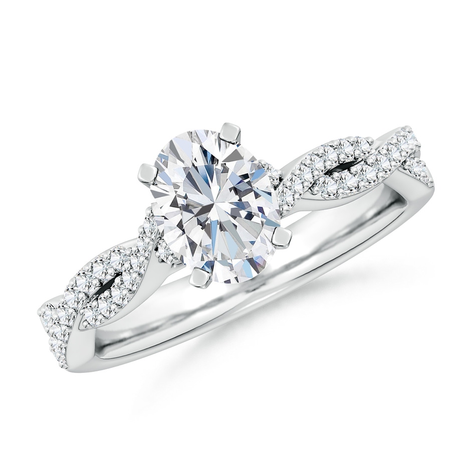 7.7x5.7mm FGVS Lab-Grown Peg Head Oval Diamond Twist Shank Engagement Ring in P950 Platinum 