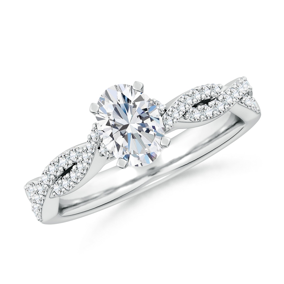 7x5mm FGVS Lab-Grown Peg Head Oval Diamond Twist Shank Engagement Ring in P950 Platinum 