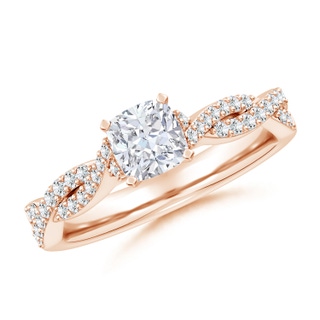 5.25mm FGVS Lab-Grown Peg Head Cushion Diamond Twist Shank Engagement Ring in Rose Gold