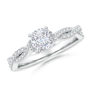 5.5mm FGVS Lab-Grown Peg Head Cushion Diamond Twist Shank Engagement Ring in 18K White Gold