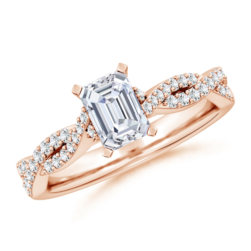 6.5x4.5mm FGVS Lab-Grown Peg Head Emerald-Cut Diamond Twist Shank Engagement Ring in Rose Gold