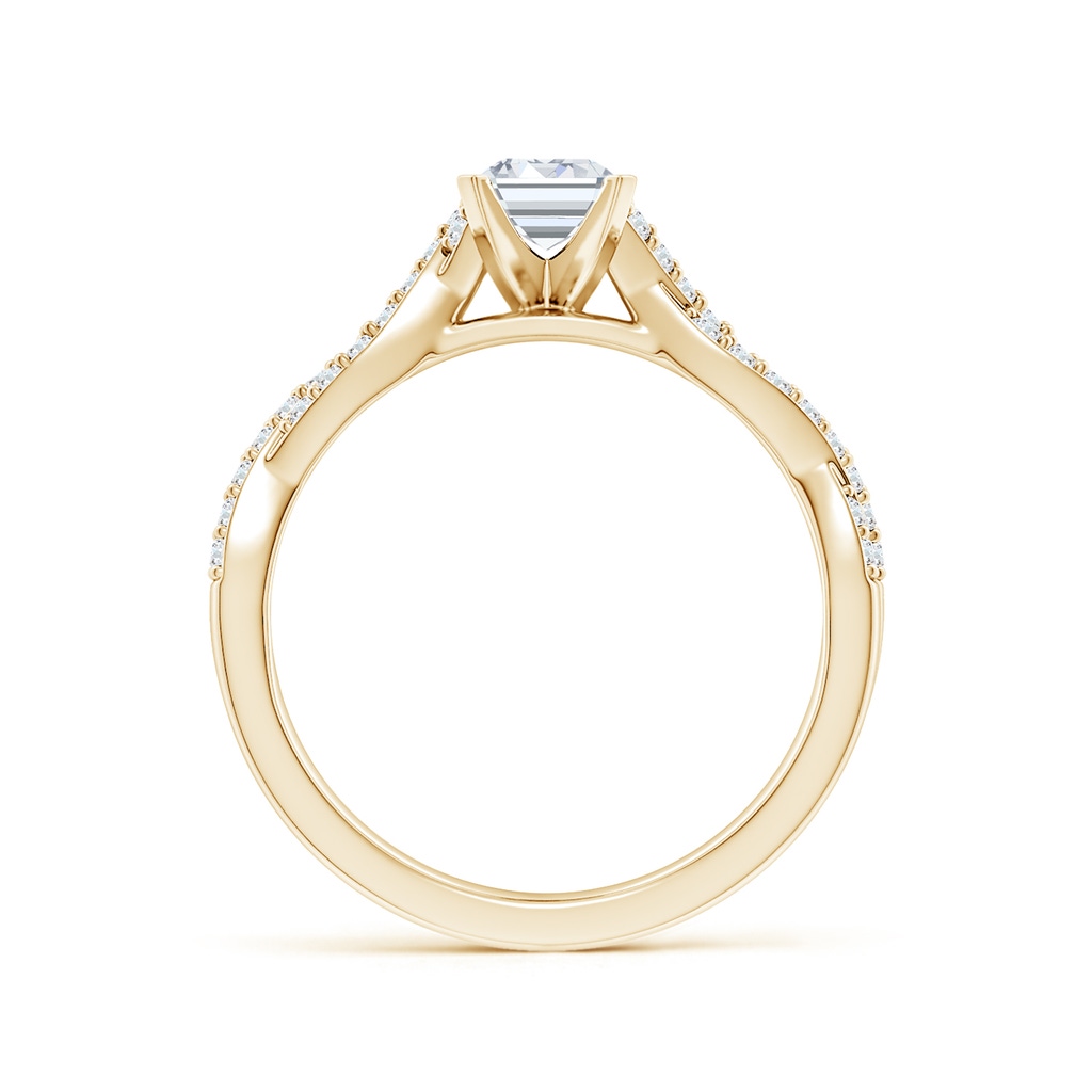 6.5x4.5mm FGVS Lab-Grown Peg Head Emerald-Cut Diamond Twist Shank Engagement Ring in Yellow Gold Side 199