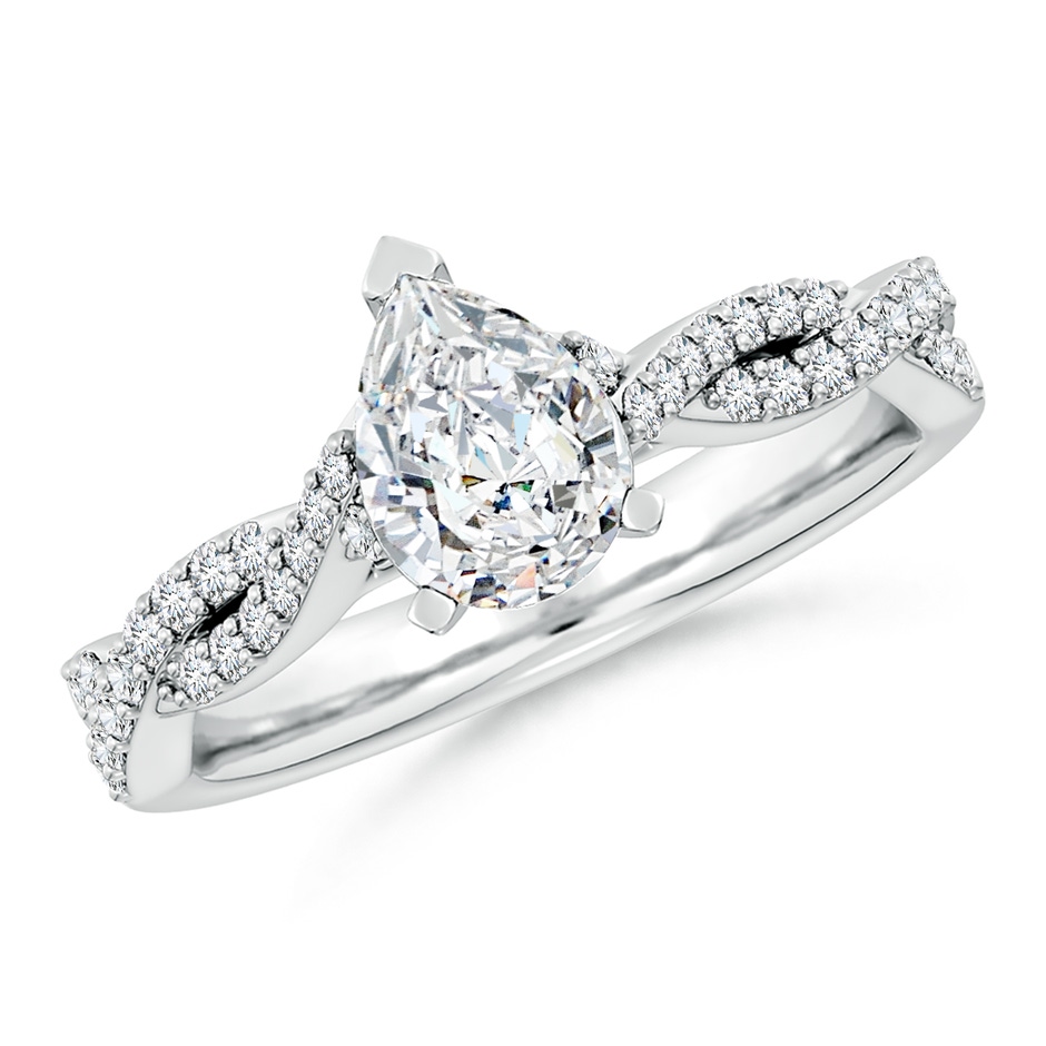 7.7x5.7mm FGVS Lab-Grown Peg Head Pear Diamond Twist Shank Engagement Ring in White Gold 
