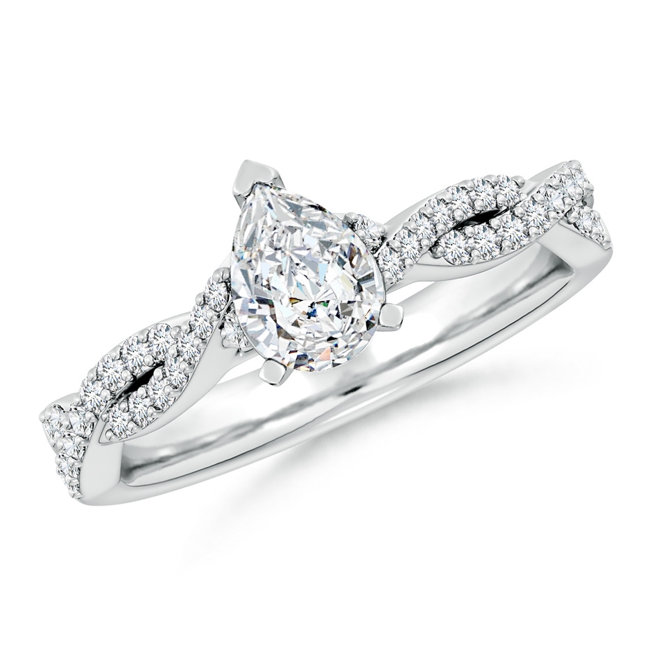 7x5mm FGVS Lab-Grown Peg Head Pear Diamond Twist Shank Engagement Ring in P950 Platinum 