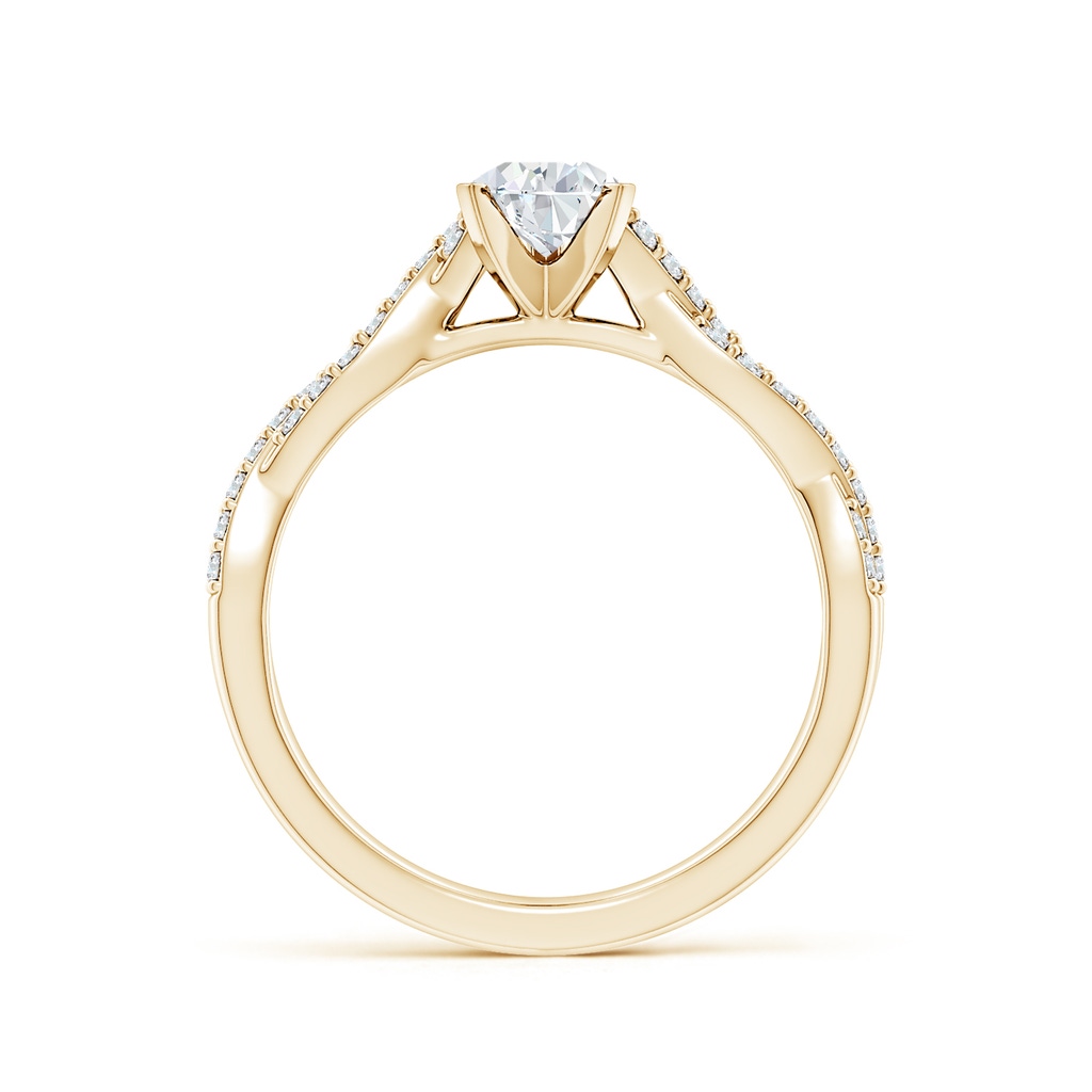 7x5mm FGVS Lab-Grown Peg Head Pear Diamond Twist Shank Engagement Ring in Yellow Gold Side 199