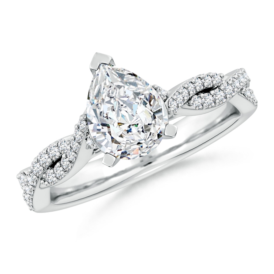 8.5x6.5mm FGVS Lab-Grown Peg Head Pear Diamond Twist Shank Engagement Ring in White Gold 