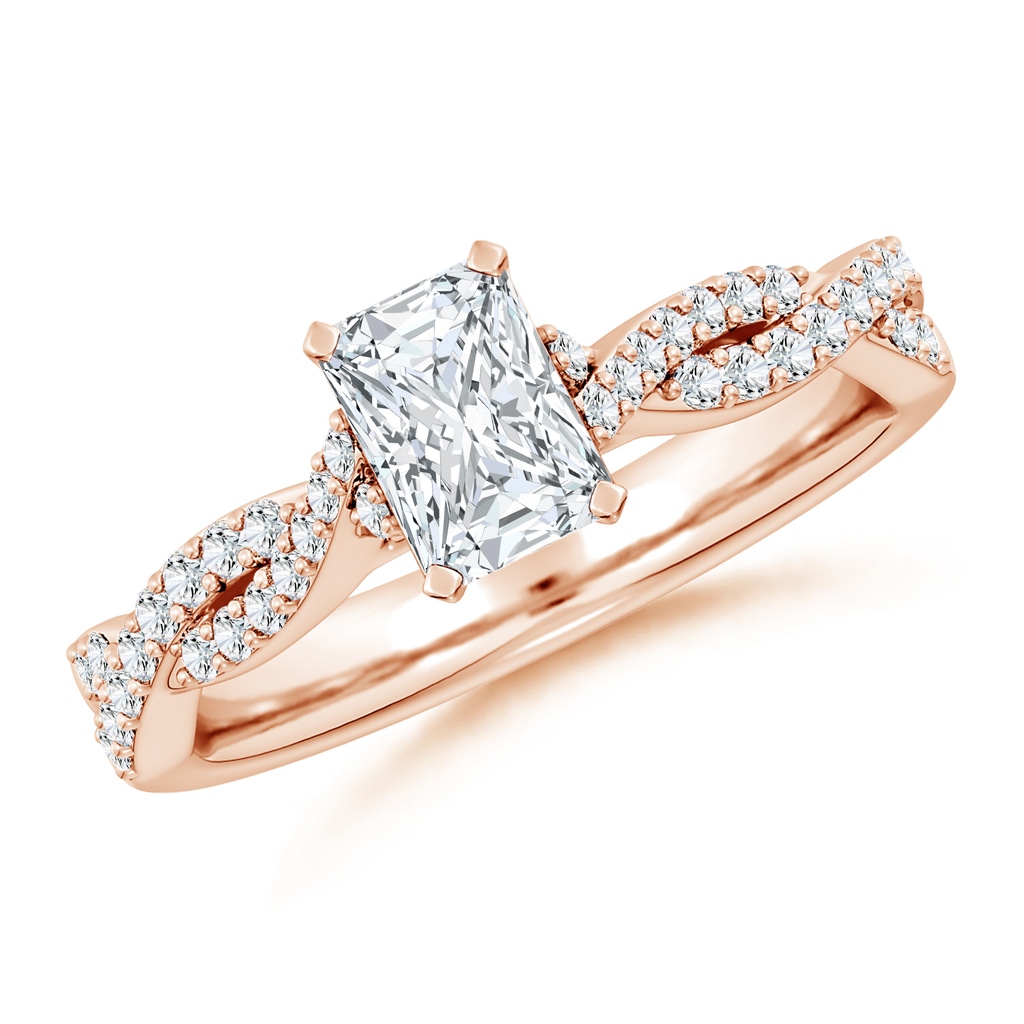 6.5x4.5mm FGVS Lab-Grown Peg Head Radiant-Cut Diamond Twist Shank Engagement Ring in Rose Gold