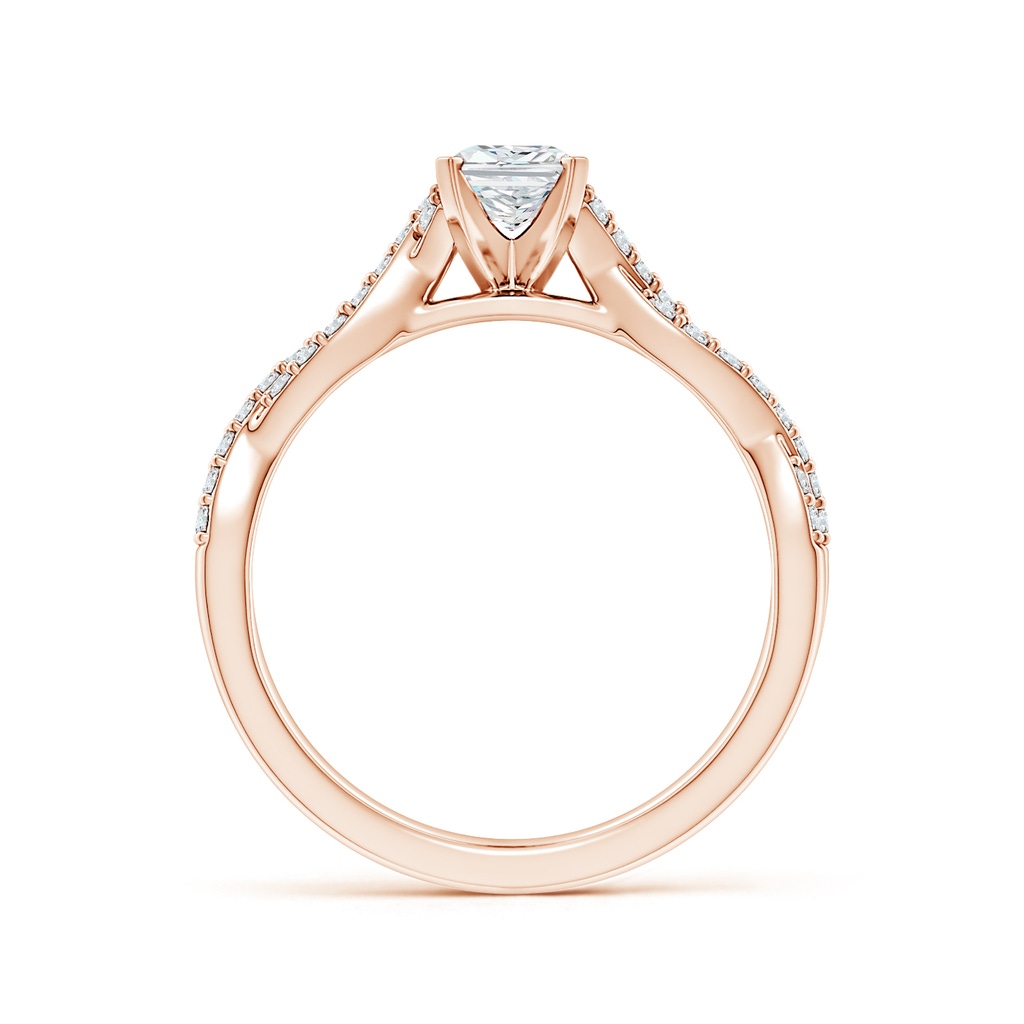6.5x4.5mm FGVS Lab-Grown Peg Head Radiant-Cut Diamond Twist Shank Engagement Ring in Rose Gold - side 199