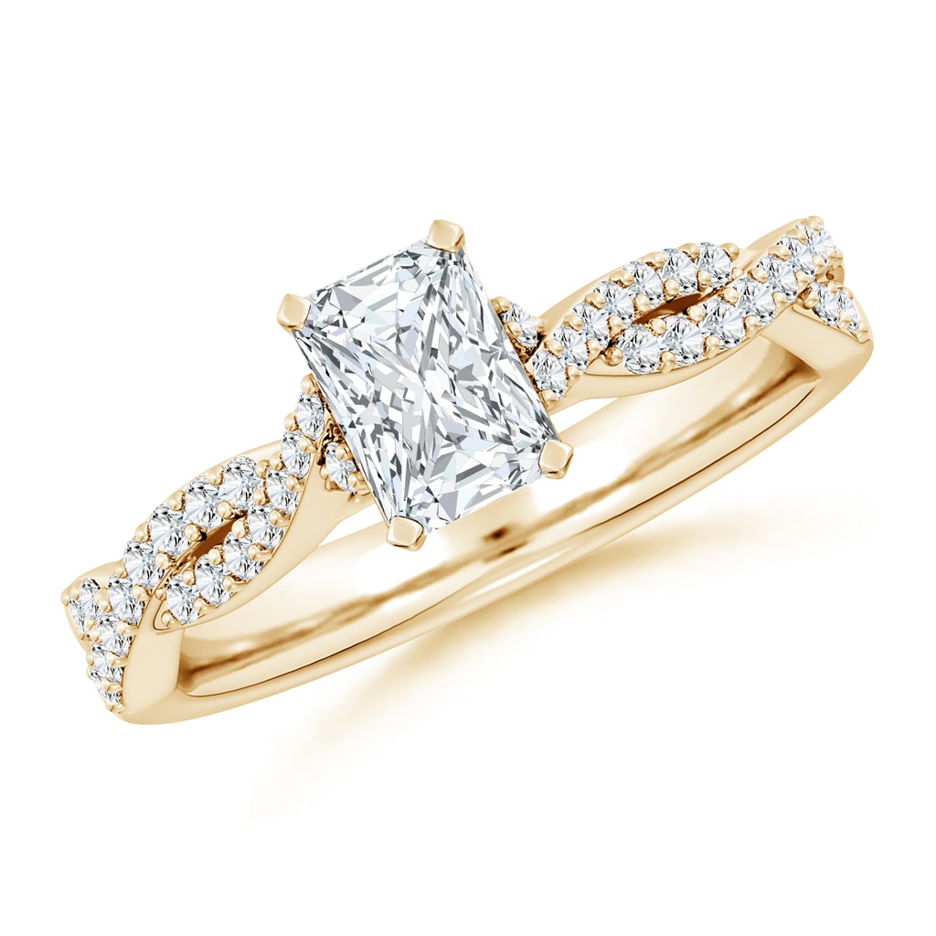 6.5x4.5mm FGVS Lab-Grown Peg Head Radiant-Cut Diamond Twist Shank Engagement Ring in Yellow Gold