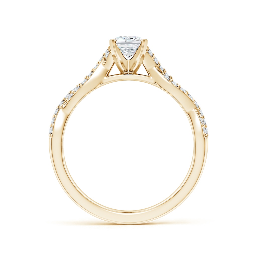 6.5x4.5mm FGVS Lab-Grown Peg Head Radiant-Cut Diamond Twist Shank Engagement Ring in Yellow Gold Side 199