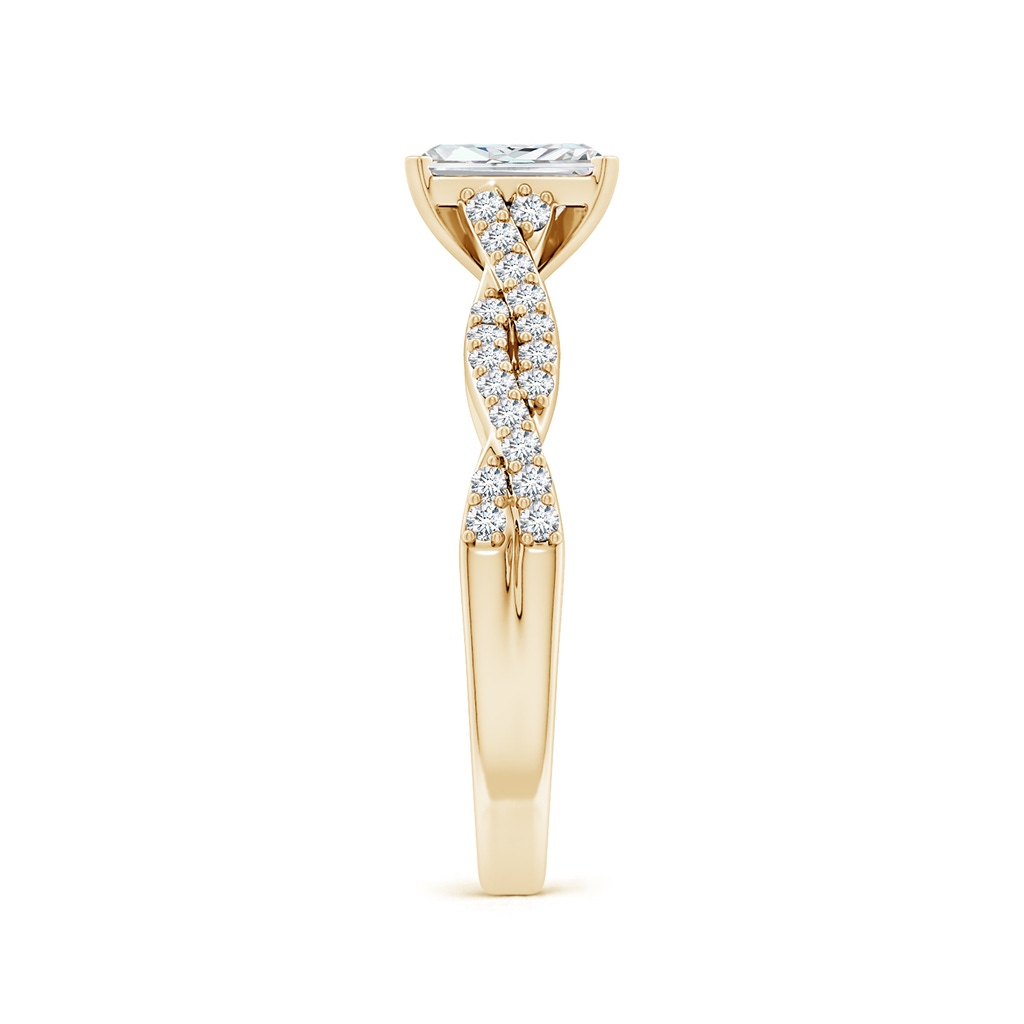 6.5x4.5mm FGVS Lab-Grown Peg Head Radiant-Cut Diamond Twist Shank Engagement Ring in Yellow Gold Side 299