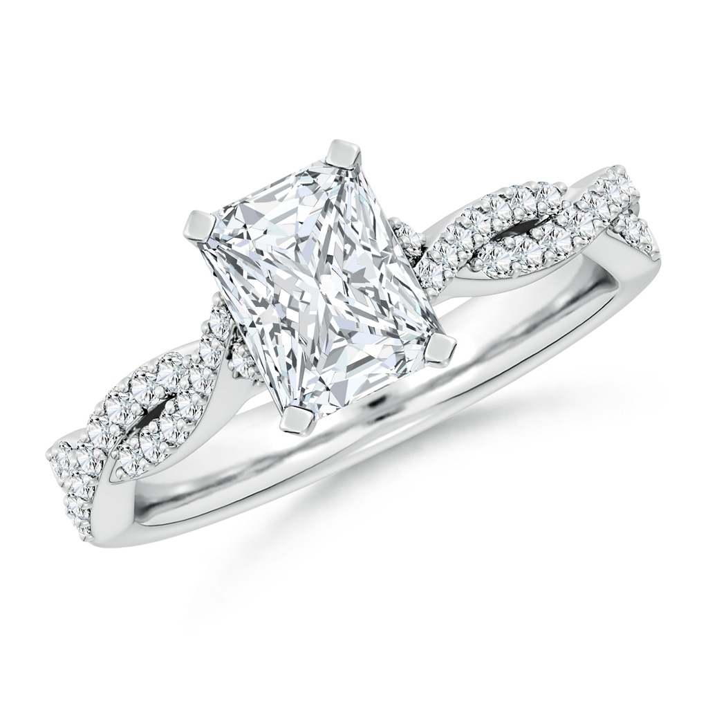 7.5x5.8mm FGVS Lab-Grown Peg Head Radiant-Cut Diamond Twist Shank Engagement Ring in P950 Platinum