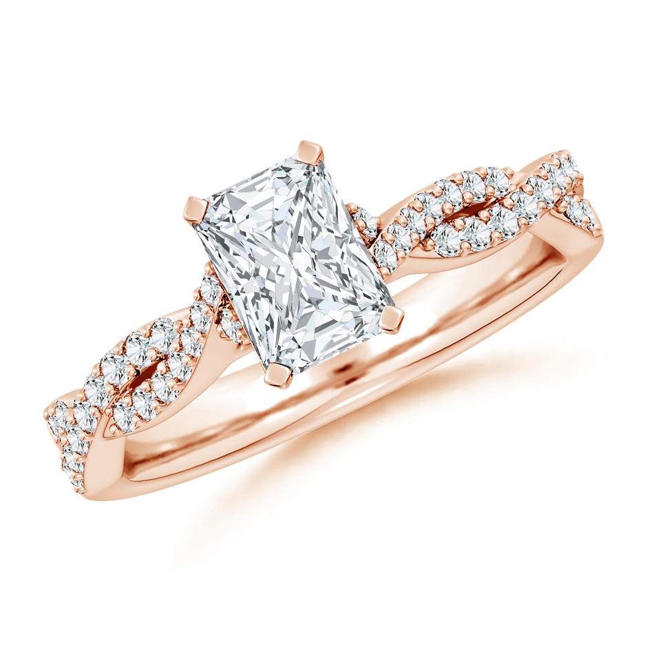 7x5mm FGVS Lab-Grown Peg Head Radiant-Cut Diamond Twist Shank Engagement Ring in Rose Gold 