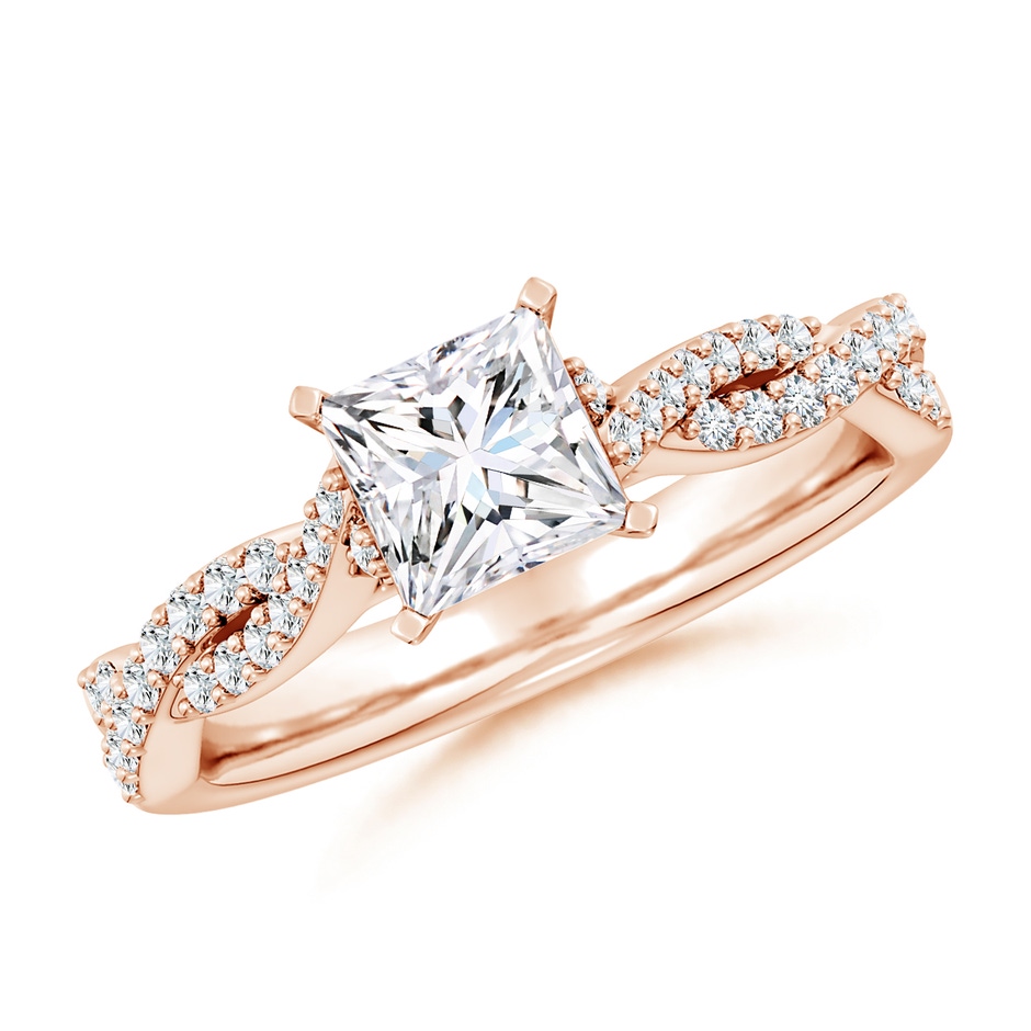 5.5mm FGVS Lab-Grown Peg Head Princess-Cut Diamond Twist Shank Engagement Ring in Rose Gold 