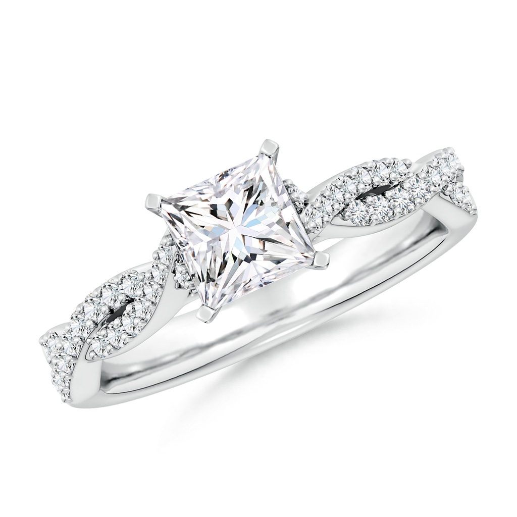 5.5mm FGVS Lab-Grown Peg Head Princess-Cut Diamond Twist Shank Engagement Ring in White Gold