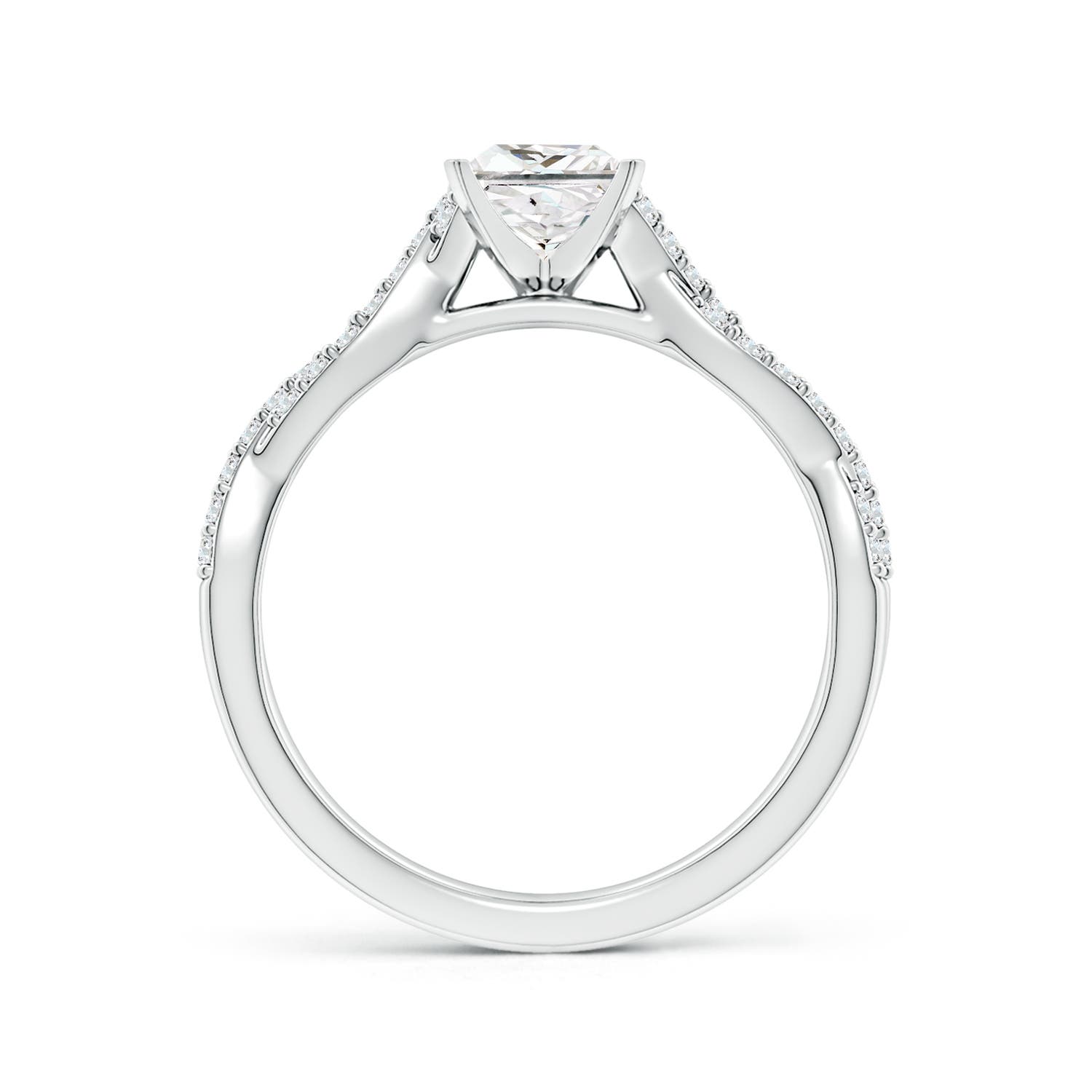 5mm FGVS Lab-Grown Peg Head Princess-Cut Diamond Twist Shank Engagement Ring in 18K White Gold