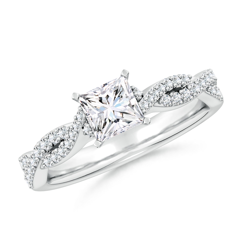 5mm FGVS Lab-Grown Peg Head Princess-Cut Diamond Twist Shank Engagement Ring in White Gold 