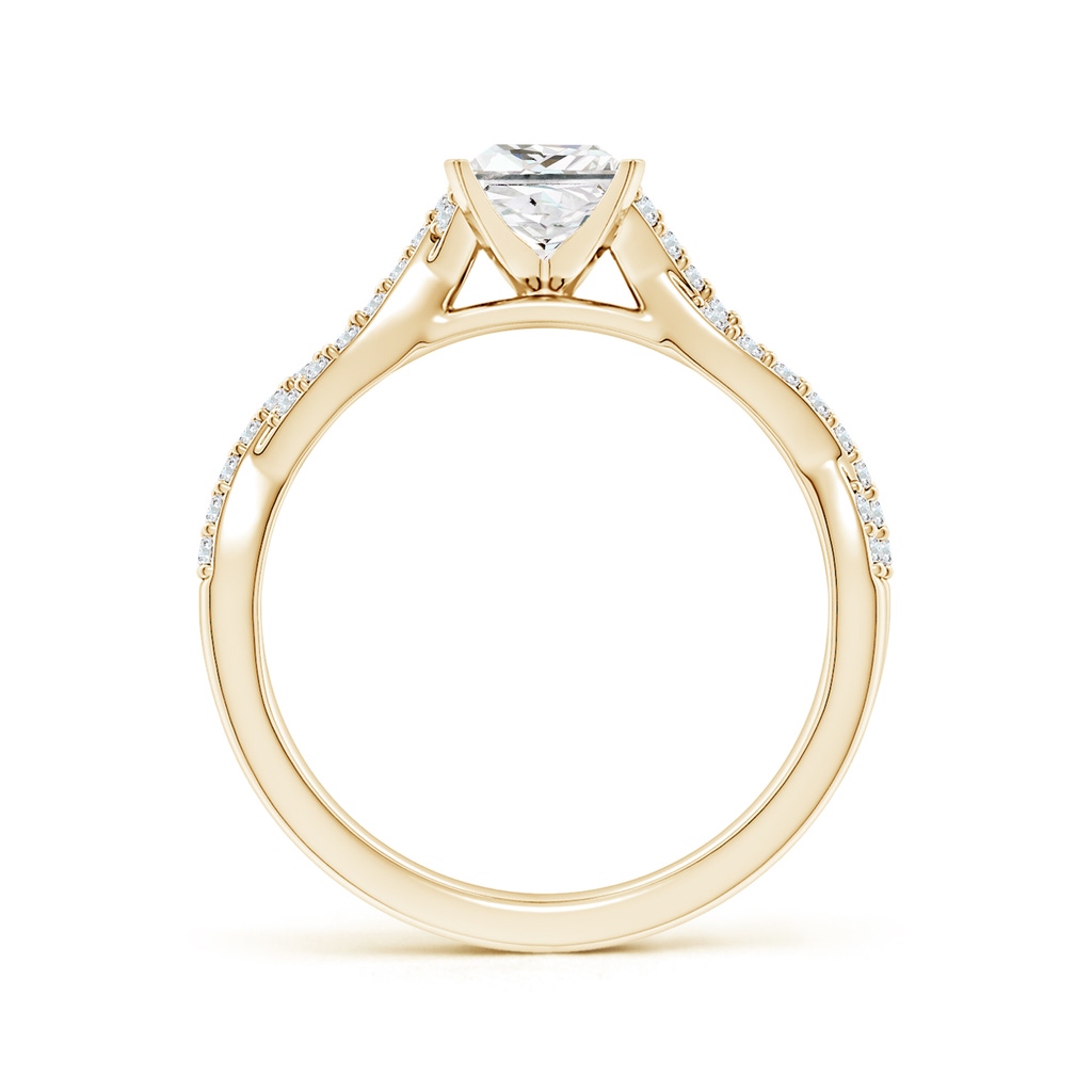 5mm FGVS Lab-Grown Peg Head Princess-Cut Diamond Twist Shank Engagement Ring in Yellow Gold - side 199