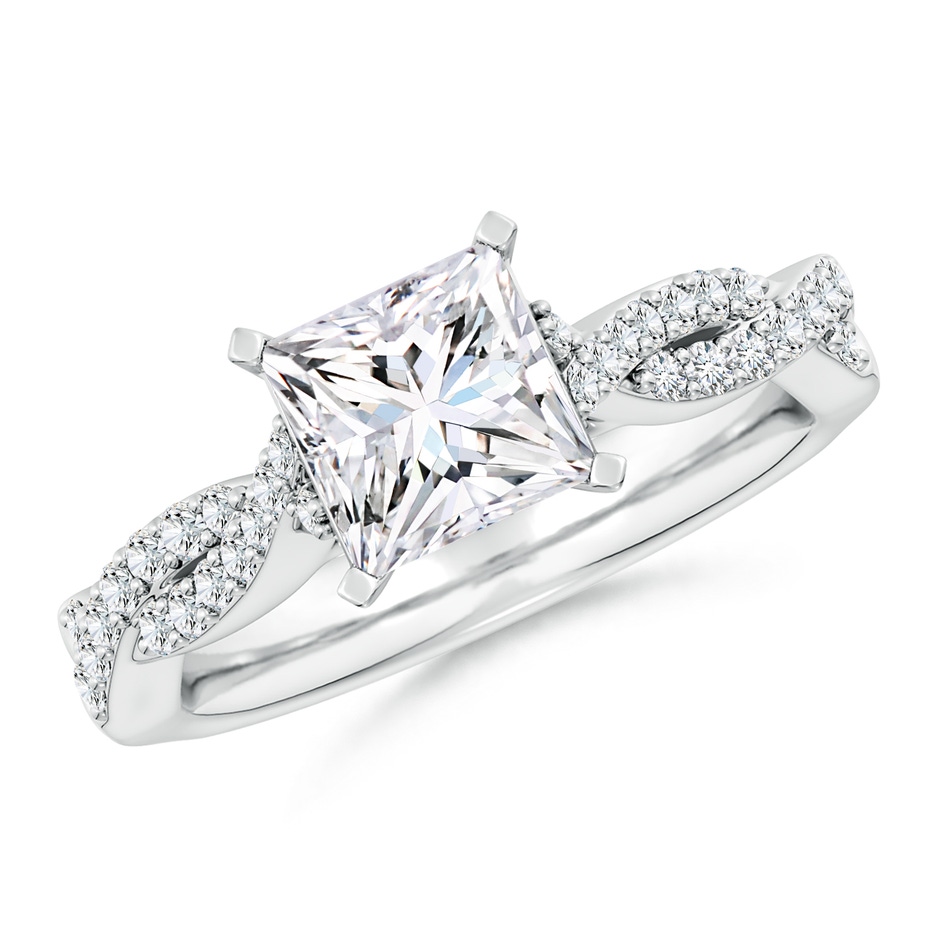 6.5mm FGVS Lab-Grown Peg Head Princess-Cut Diamond Twist Shank Engagement Ring in White Gold 