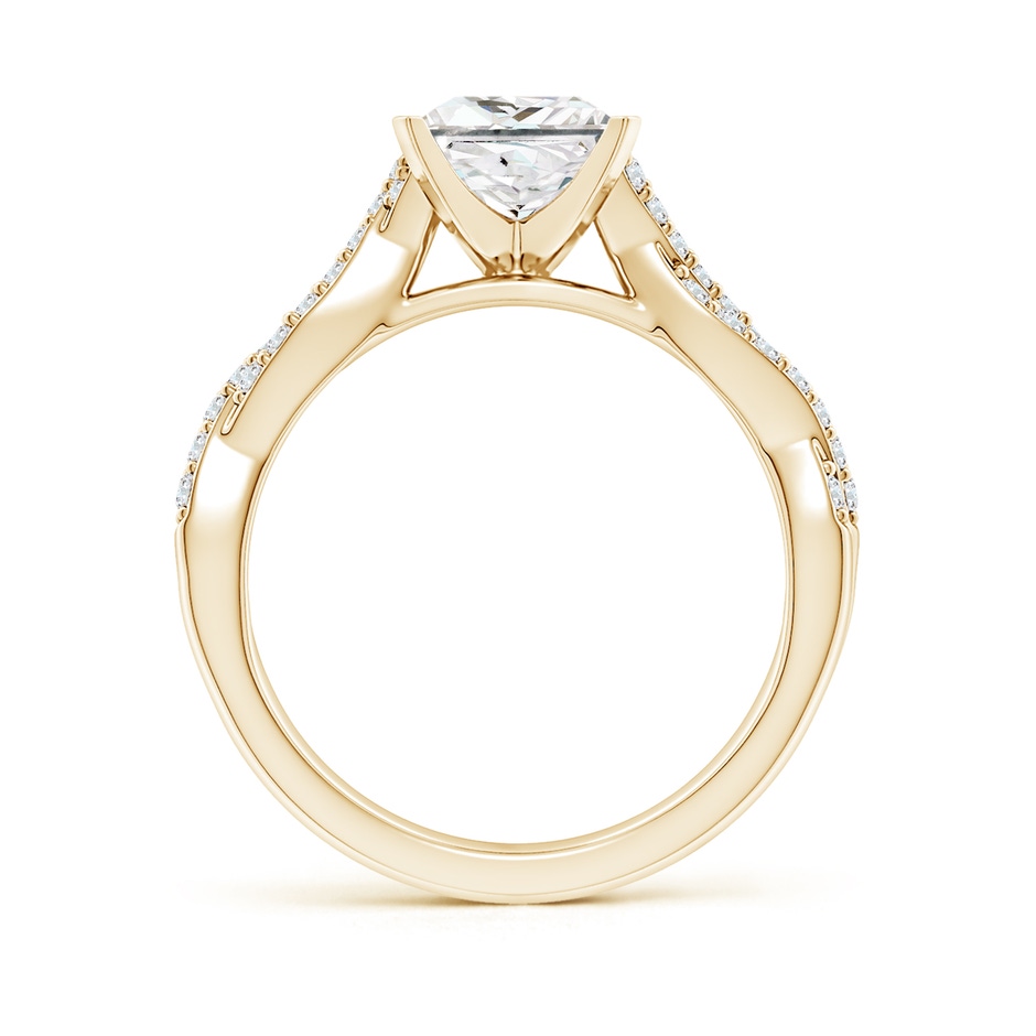 6.5mm FGVS Lab-Grown Peg Head Princess-Cut Diamond Twist Shank Engagement Ring in Yellow Gold side 199