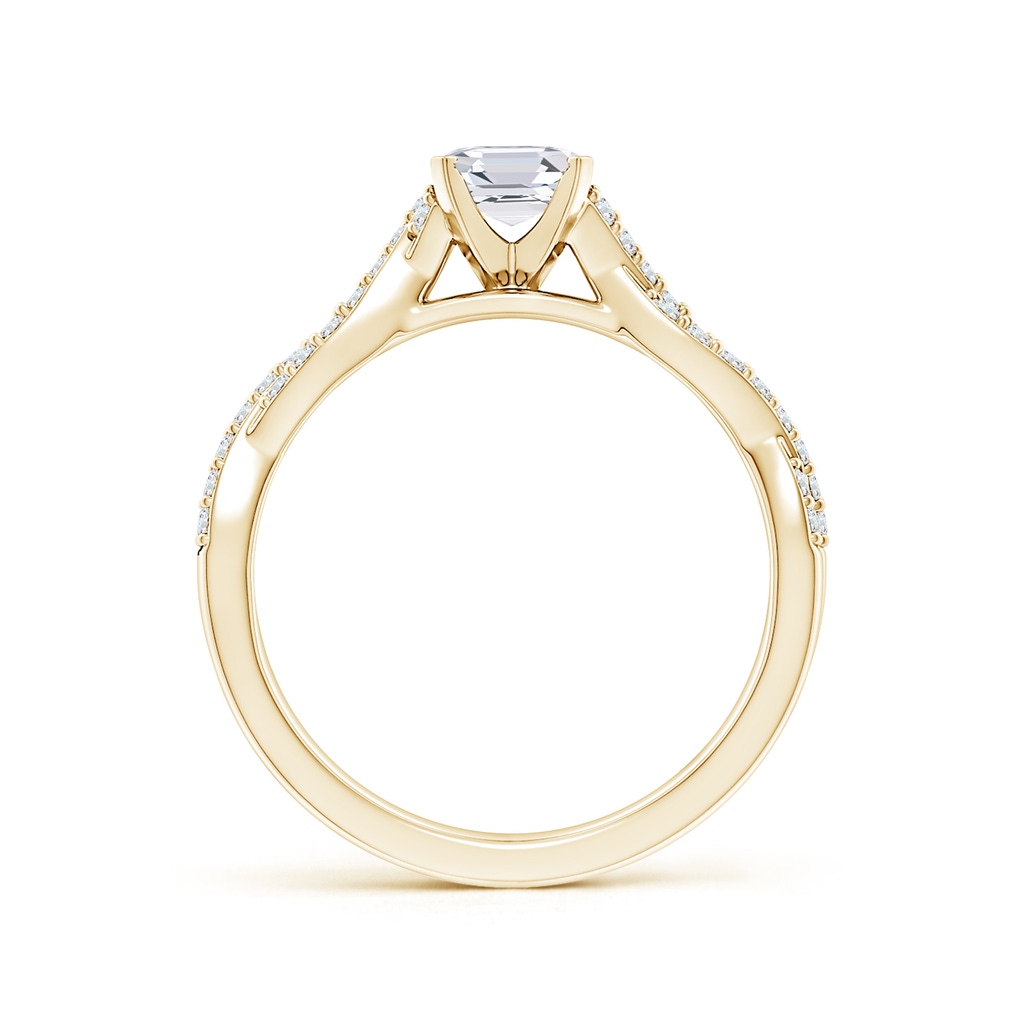 5mm FGVS Lab-Grown Peg Head Asscher-Cut Diamond Twist Shank Engagement Ring in Yellow Gold Side 199