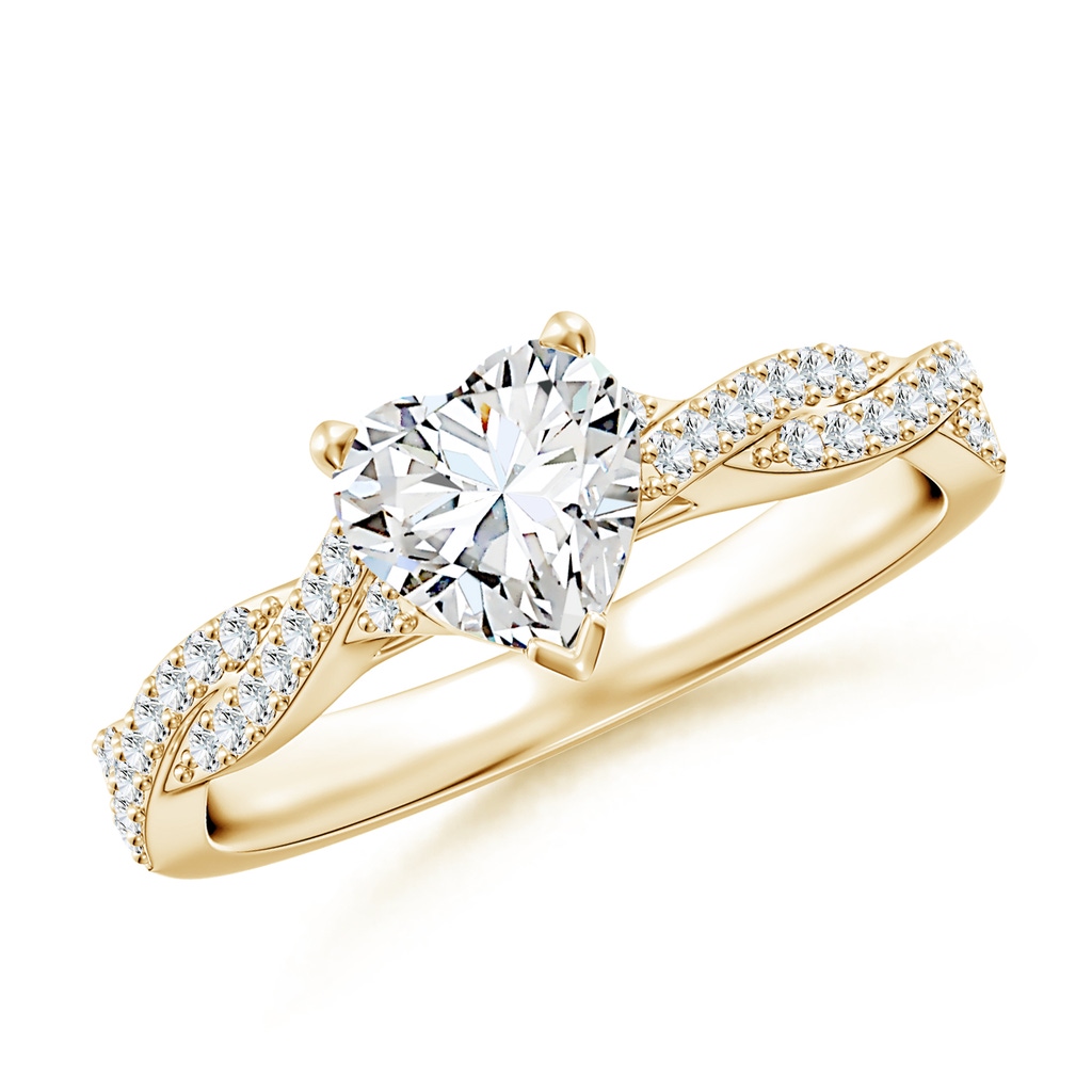 6mm FGVS Lab-Grown Peg Head Heart Diamond Twist Shank Engagement Ring in Yellow Gold