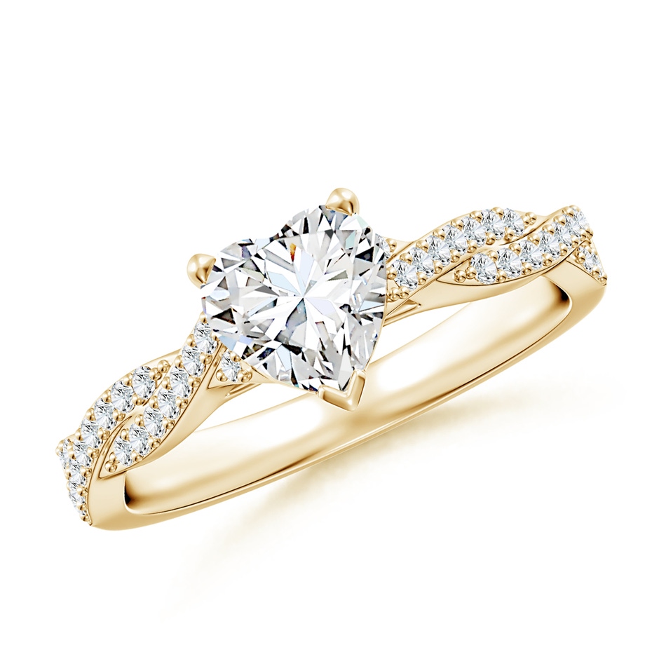 6mm FGVS Lab-Grown Peg Head Heart Diamond Twist Shank Engagement Ring in Yellow Gold 