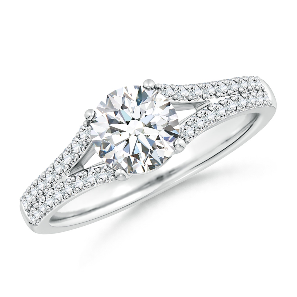 6.5mm FGVS Lab-Grown Solitaire Round Diamond Split Shank Engagement Ring in White Gold 