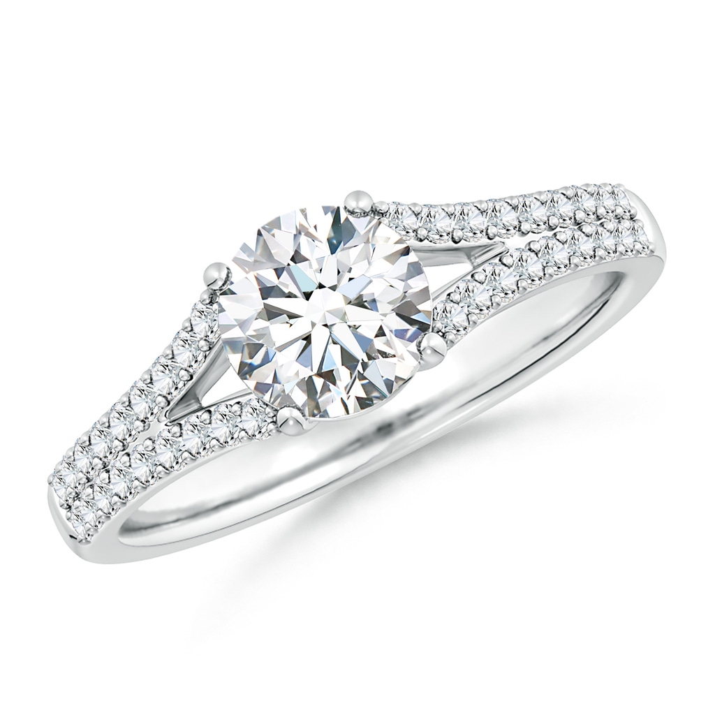 6.5mm FGVS Lab-Grown Solitaire Round Diamond Split Shank Engagement Ring in White Gold