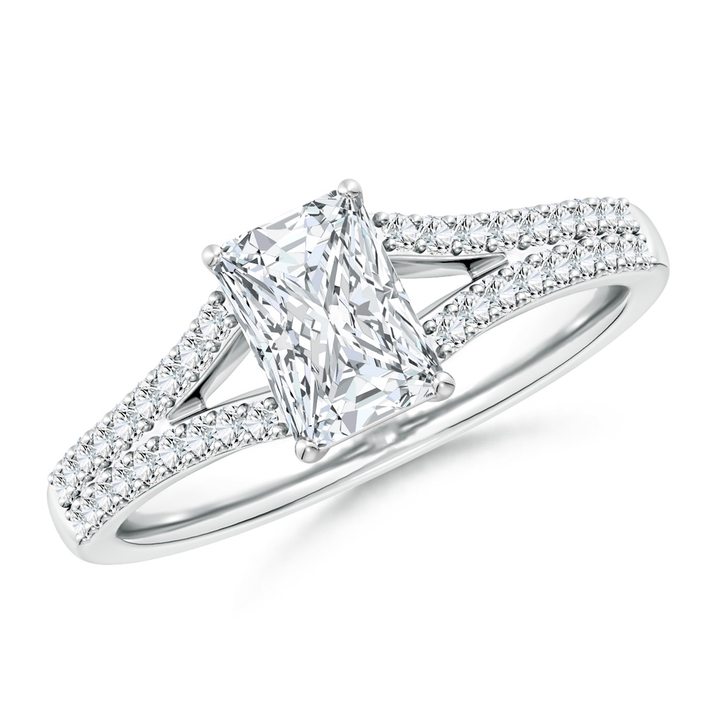 7x5mm FGVS Lab-Grown Solitaire Radiant-Cut Diamond Split Shank Engagement Ring in White Gold