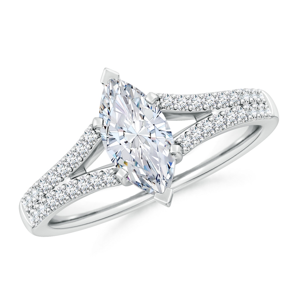 10x5mm FGVS Lab-Grown Solitaire Marquise Diamond Split Shank Engagement Ring in White Gold