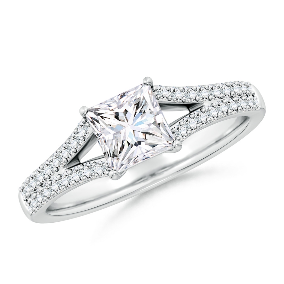 5.5mm FGVS Lab-Grown Solitaire Princess-Cut Diamond Split Shank Engagement Ring in P950 Platinum 