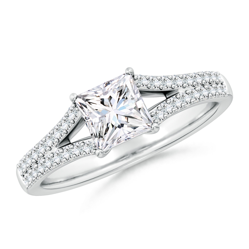 5.5mm FGVS Lab-Grown Solitaire Princess-Cut Diamond Split Shank Engagement Ring in White Gold