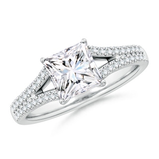 6.5mm FGVS Lab-Grown Solitaire Princess-Cut Diamond Split Shank Engagement Ring in P950 Platinum