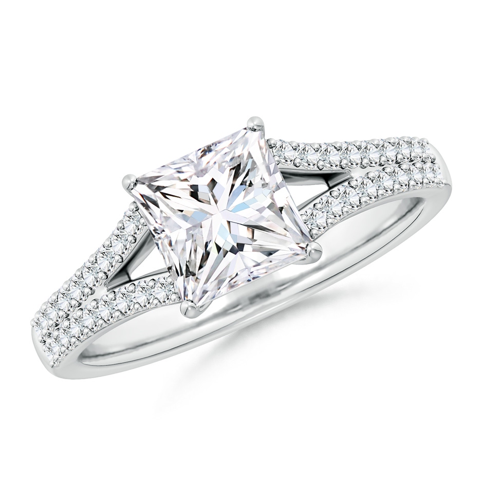6.5mm FGVS Lab-Grown Solitaire Princess-Cut Diamond Split Shank Engagement Ring in White Gold 