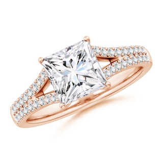 7mm FGVS Lab-Grown Solitaire Princess-Cut Diamond Split Shank Engagement Ring in 18K Rose Gold